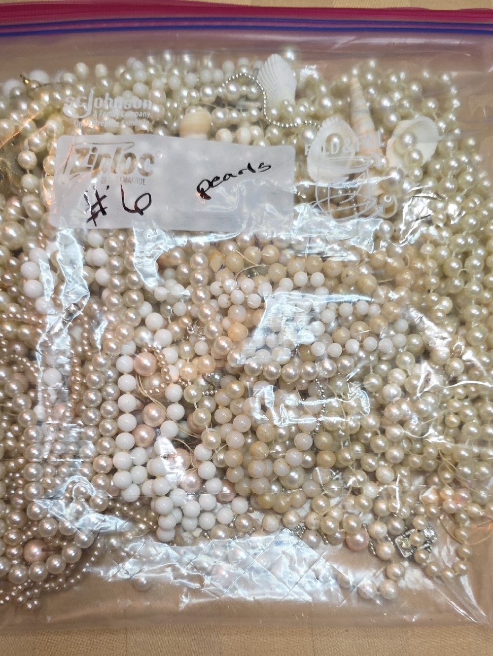 BAG OF BROKEN PEARLS FOR CRAFTS OR RESTRING BAG#6 SEE OTHER LISTINGS
